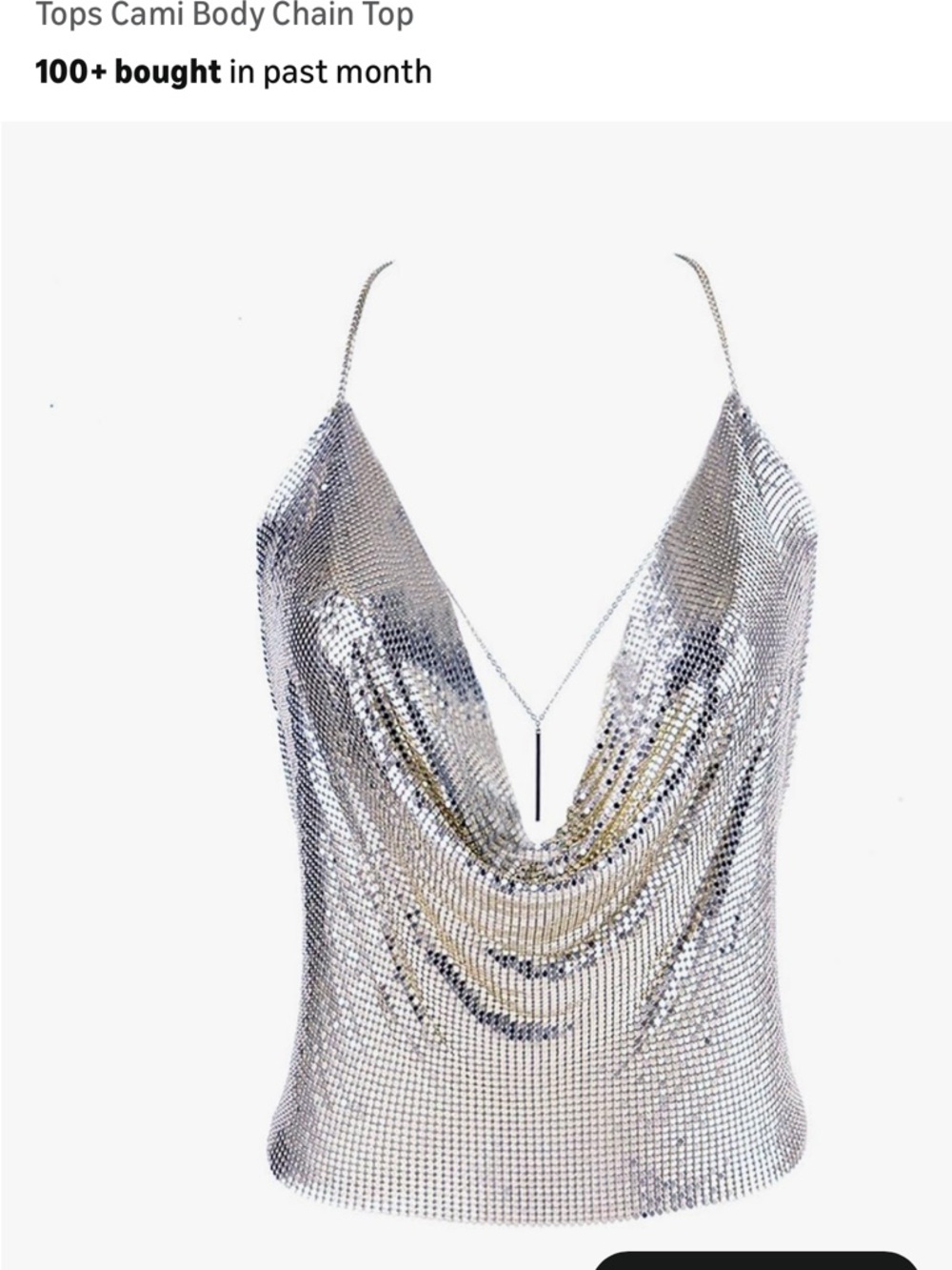 Chainmail Cowl Neck Tank Top - Silver